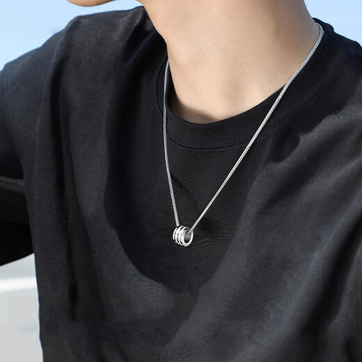 MZMZ platinum necklace men's new fashion temperament PT950 platinum transfer bead pendant love birthday gift for boyfriend light luxury model - local warehouse next day delivery chain length 55cm