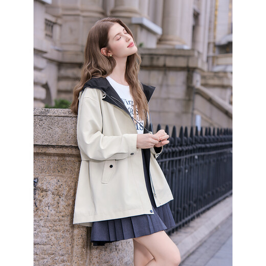 Betu Women's 2025 Autumn New Windbreaker Color Matching Design Mountain Style Outdoor Windbreaker Jacket Women 2508T61 Apricot S