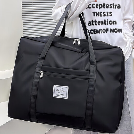 Hearing Time Travel Bag Large Capacity Suitcase Can Be Covered with Trolley Handbag Men and Women Traveling Short Distance Diagonal Storage Bag Black