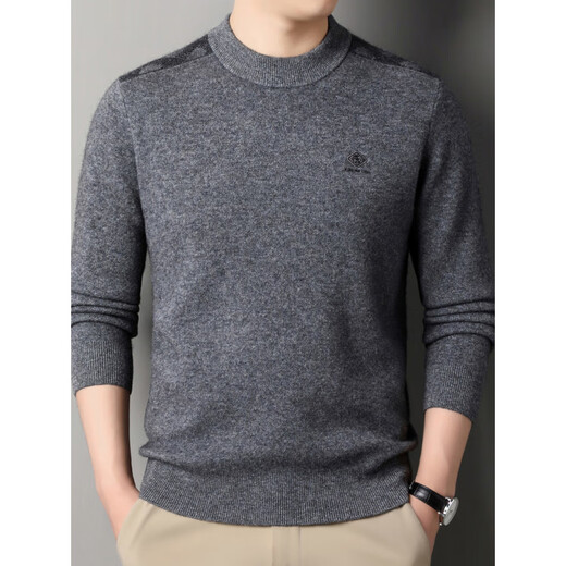 
NOSSKISS Half-high neck thickened yak cardigan men's autumn and winter jacquard comparison cardigan men's warm knitted bottom shirt Acacia grey 2XL 185 [suitable for 165-180Jin [Jin equals 0.5 kg]]