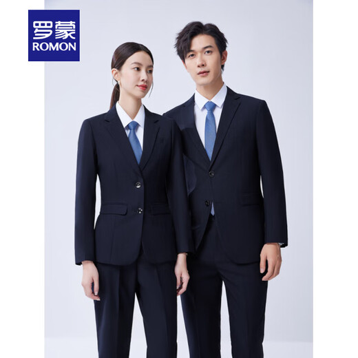 ROMON Gray Suit Suit Men's Business Wear Formal Hotel Unisex 4S Store Work Clothes Bank Suit Vest Navy Women's Suit + Trousers + White Shirt Three-piece Set