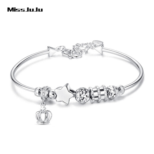 Miss JuJu pt950 platinum queen crown bracelet for women platinum fashion star small waist transfer bead bracelet weight 7.4-7.6g (53-57mm can be worn)