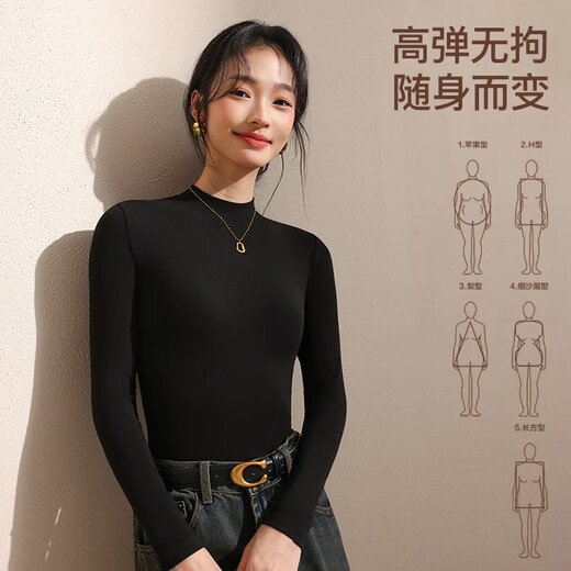 Catman bottoming shirt for women 2025 autumn stand-up collar hyaluronic acid skin care comfortable modal thin section high elastic 7A antibacterial and antistatic