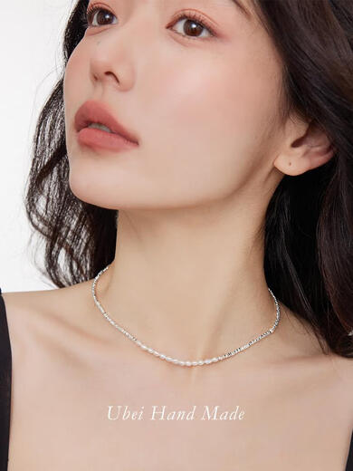 Youbei Handmade Natural Freshwater Pearl Broken Silver Necklace Women's Accessible Luxury Niche Design Lock Broken Silver Necklace