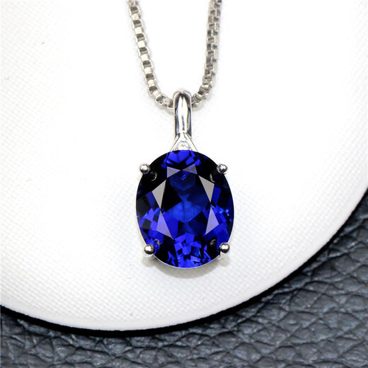 Everlasting Leaf Sapphire Pendant Sterling Silver Light Luxury Single Tanzanite Necklace Pendant Collarbone Simple Temperament With Chain Dz0 10 Carats