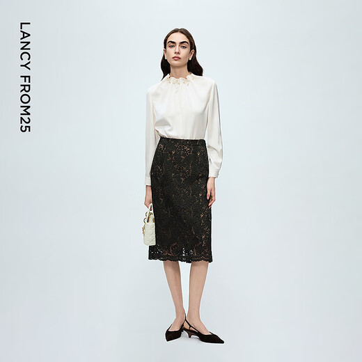 Langzi Acetic Acid Retro Pearl Wave Collar Shirt Design Temperament Commuting Shirt Women 2025 Winter New White 2 M