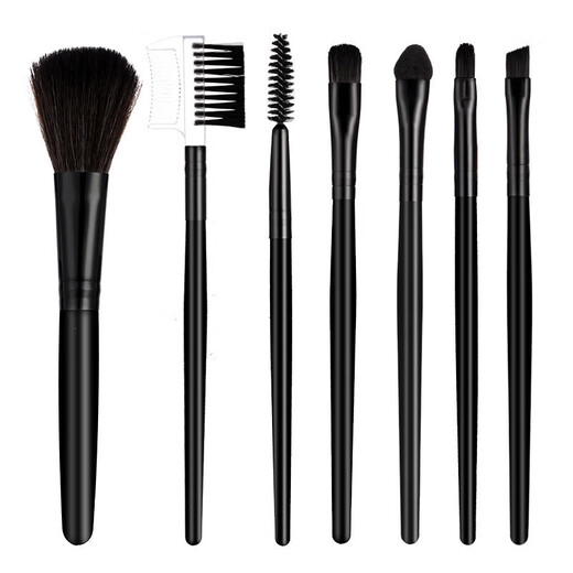 7-piece makeup brush set, high-end makeup, blush brush set, eye shadow brush, lip brush, beauty tool, all-black seven-piece brush 1, all-black seven-piece brush