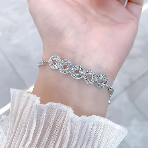 CHINA GOLD platinum bracelet pt950 hollow tube beads crushed ice five emperors coin bracelet as a birthday gift for girlfriend and wife, about 9.67g