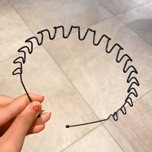 Men's headband simple invisible sports headband trendy men's back hair black wavy face wash non-slip headband hair accessories for women Men's headband wavy style 1 piece