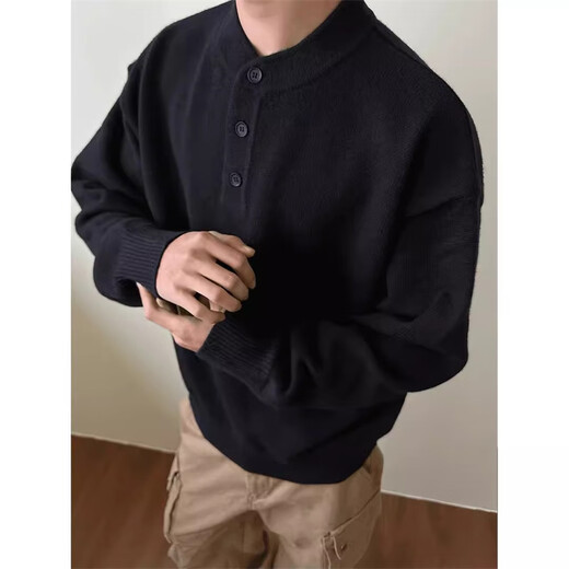 Yiran's new knitted sweater for men in spring and autumn, old money style Henry collar, high-end lazy style, fashionable and versatile sweater for men, light gray L recommended 105-125Jin Jin equals 0.5 kg