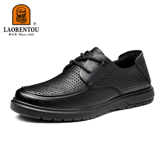 
Old man's head (LAORENTOU) men's shoes 6182025 spring new men's casual leather shoes versatile business dad's shoes LL15272 black_ hollow 38
