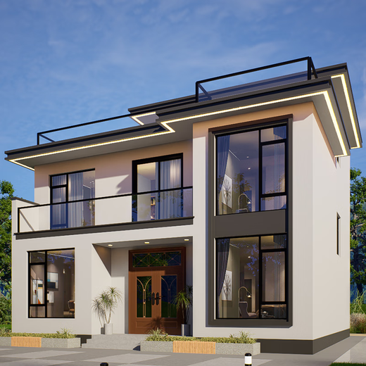 Ren Yuanshu Internet celebrity villa design drawings two-story simple modern style new rural self-built house construction renderings customized design (deposit consultation)