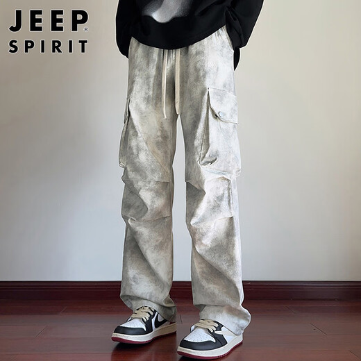 JEEP SPIRIT Jeep overalls men's long pants men's wide-leg casual pants men's straight autumn and winter high-end American trendy sports pants