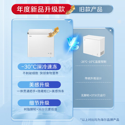 Haier Freezer Home Small Freezer No Need for Frequent Defrosting Ultra-Low Temperature Quick Freezing - 40 Degrees New Level Energy Efficiency Deep Freezing Quick Freezing Full Refrigeration Conversion Dual-Purpose Single Temperature Freezer Refrigerator 100 liters Automatic Defrost - 30 Degrees Below