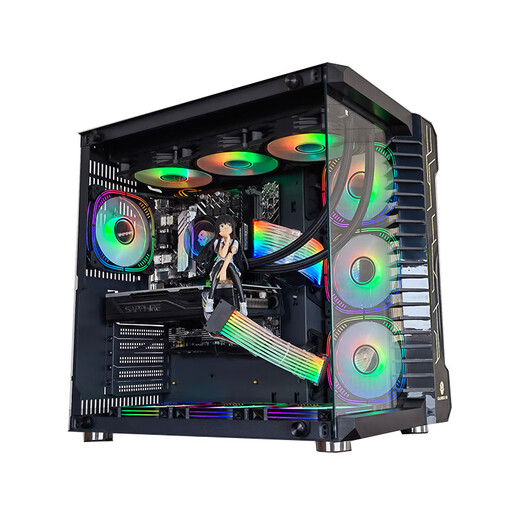 玩嘉罗宾III白宽体侧透玻璃机箱水冷电脑主机箱III海景房支持ATX大板/360水冷4090显卡 罗宾III黑+棱镜RGB七风扇套装