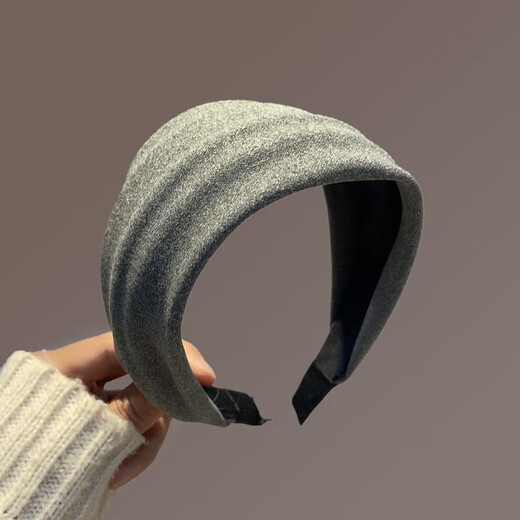 New high-ceiling face wash non-slip hair pressure headband versatile hair accessories spring and summer retro knitted wide-brimmed headband 2025 wide-brimmed sponge headband gray-1 pc