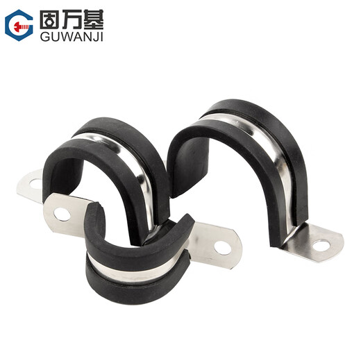 GUWANJI 304 stainless steel U-shaped horse-riding pipe clamp, thickened square single-sided hoop, soft water pipe and oil pipe clamp, square pipe M30x20 2 pieces
