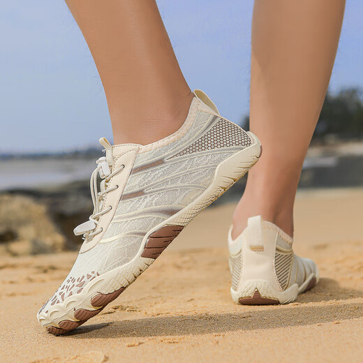 户外溯溪鞋夏季室内健身防滑软底游泳鞋轻便透气室内运动鞋速干鞋 A826米色 40