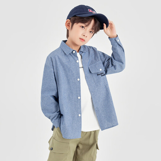 Duojia Old Money Style Shirts Boys' Shirts and Jackets Spring and Autumn Retro Washed Children's Imitation Denim Casual Tops