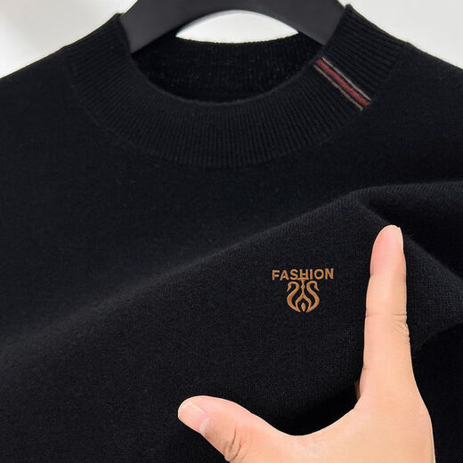 JASONWOOD high-end brand men's pure woolen sweater for men 2025 autumn and winter American solid color simple round neck thickened soft sweater high-end earl red brand straight hair M recommendation 90-120Jin Jin equals 0.5 kg