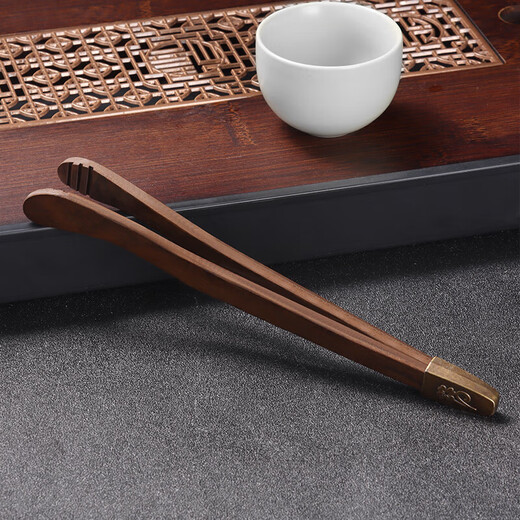 Baijie tea cup clip tea set accessories non-slip tea cup tea tweezers tea ceremony six gentlemen alloy tea clip ebony tea clip