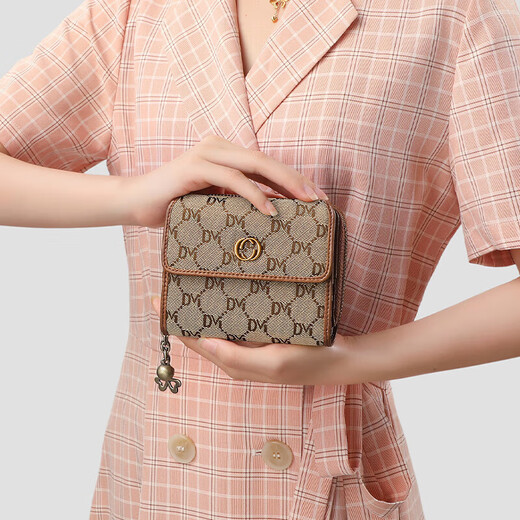 Aegean Women's Wallet Short Folding Coin Purse Mini Wallet Light Luxury Brand Large Capacity Multifunctional Student Clutch