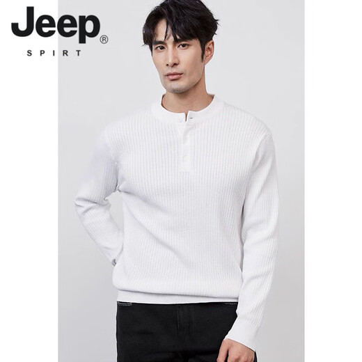 JEEP SPIRIT Henry collar long-sleeved sweater men's autumn American high-end muscular men's fitness all-match slim tight T-shirt B506 white M