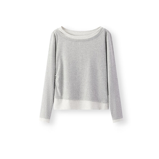 
Semir long-sleeved T-shirt for women asymmetric fake two pieces 2025 autumn caution slim fit color-blocking clothes 10A525101001