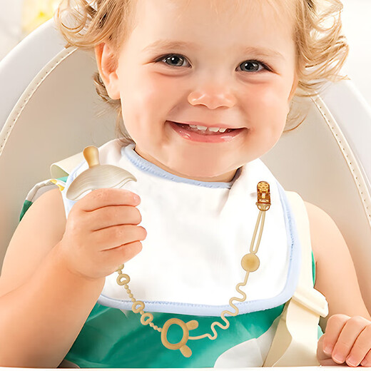 Qimengshi silicone anti-lost teether baby teething stick toy silicone anti-lost rope chewing glue pacifier chain clear sky blue