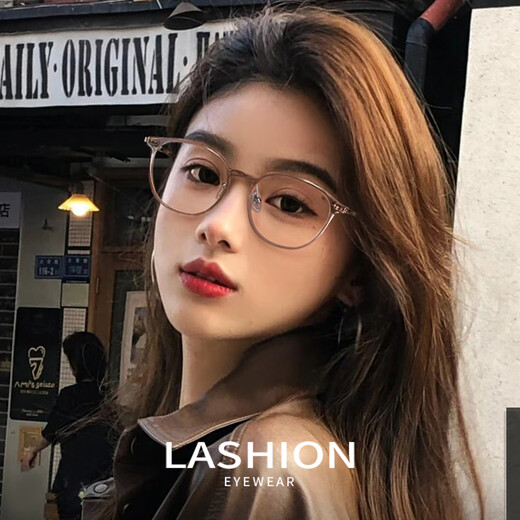 Lashion (Lashion) Myopia Glasses Женский стиль Brown Big Frame Star может быть сопоставлен со степенью анти-синего света и радиационно-защищенным от лица артефакта, каркасная рама черного золота-рама-S11972 с Zeiss Vitner 1.67 анти-синий свет 0-600 градусов