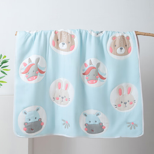 Pure cotton type A gauze quilt bath towel newborn baby bath blanket pure cotton six layers plus silk cotton quilt package sheet 0889-Animal Paradise 115*120cm 1 pack
