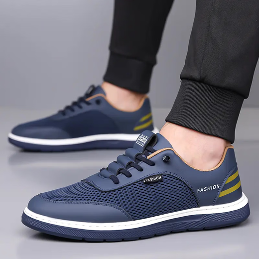 
FR.YH.ZH Boniu Weisheng men's shoes for summer soft sole breathable outdoor mesh shoes fashionable sports and casual shoes driving air conditioning shoes blue (9209) 42 (standard leather shoe size)