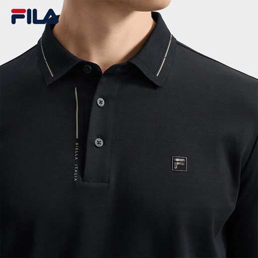FILA official men's knitted long-sleeved POLO shirt 2025 autumn fashion casual basic top