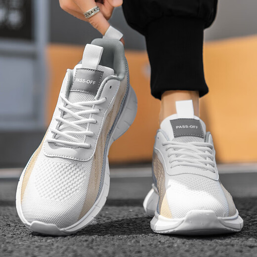 Pang Donglai zapatos para hombres de gran tamaño primavera y otoño transpirable delgable verano a prueba de olor y malla casual corriendo livianos livianos suaves zapatos versátiles versátiles 9893 beige 39