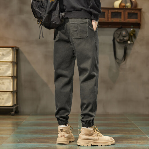 Baleno (Baleno) S&K autumn casual pants for men 2025 new trendy brand ankle-length trousers loose sports workwear pants for men military green L 110-130Jin Jin equals 0.5 kg