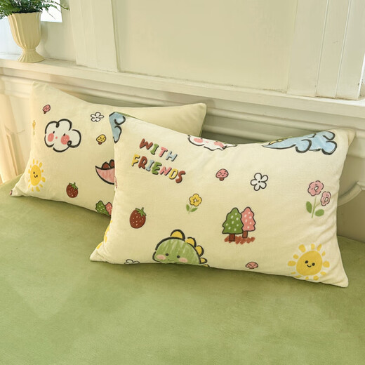 New winter thickened milk velvet warm four-piece coral quilt cover flannel sheet bedding three-piece set Naughty Dinosaur bed sheet style 1.2 three-piece set-quilt cover 150x200
