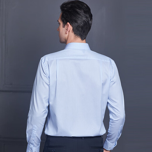 Younger shirt men's long-sleeved striped blue iron-free business middle-aged and young inch shirt loose casual men's shirt TLVP14380 37 /165 [100-110Jin[Jin equals 0.5 kg]]