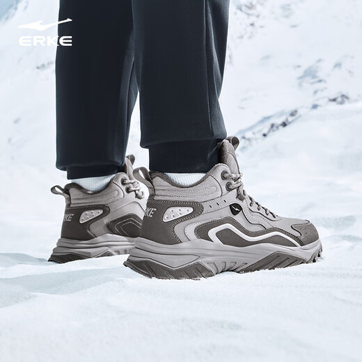 鸿星尔克男鞋高帮棉鞋保暖增高防滑运动鞋子男休闲鞋炽野3