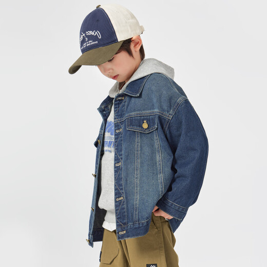 Duojia placket rhombus boys' denim spring children's workwear casual jackets for middle-aged and older children handsome and stylish jackets
