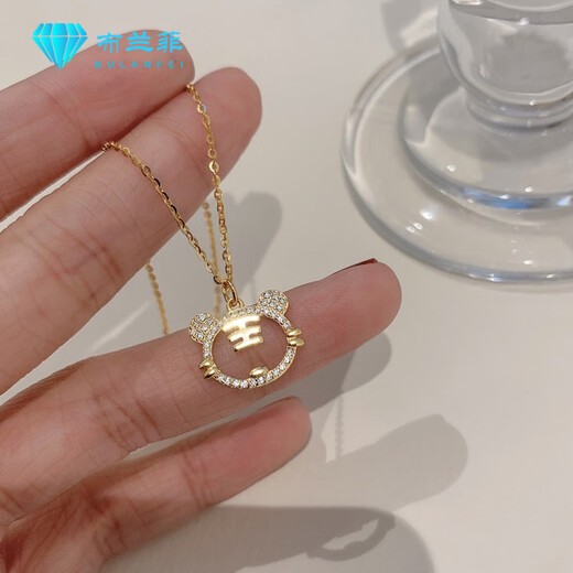 Xinheming light luxury necklace silver tiger female niche design pendant 2025 new high-end clavicle chain gold color