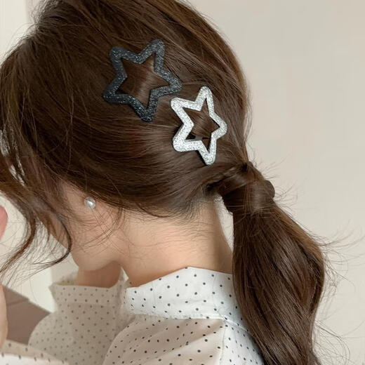 High-end fine sparkling clouds and stars hair clip for women side bangs clip 2025 new broken hair bb clip headband hair clip main picture 6-piece set 95% people choose