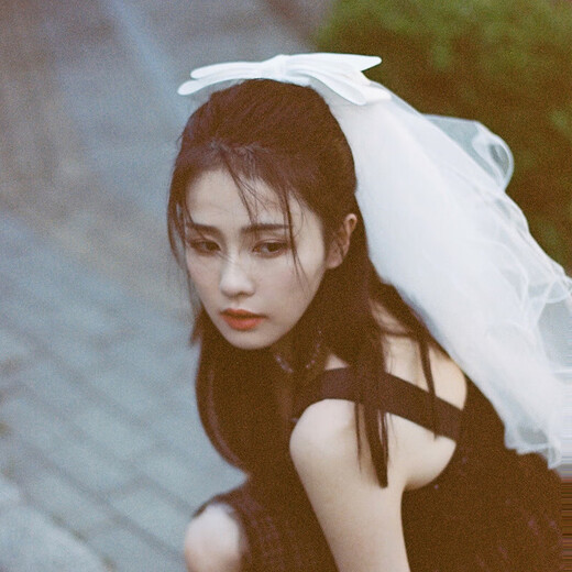 Wedding Super Fairy Big Bow Veil Wedding Bridal Proposal Proposal Short Photo Props Sticky Rhinestone Headwear Hair Comb Style Curly Rhinestone Big Bow Length Approximately 65cm 60cm-80cm