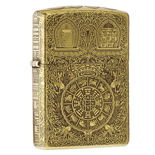 ZIPPO lighter Zhibao brass thickened armor engraving Buddha's nine palaces and eight trigrams armor machine 168SD-1
