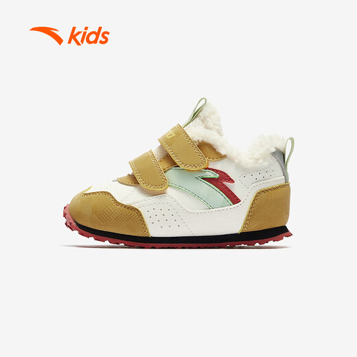 ANTA toddler shoes second stage baby boy shoes 2025 winter kindergarten soft sole plus velvet warm cotton shoes A12540007