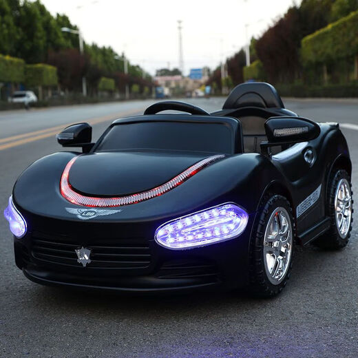 Children's car electric car four-wheel car for boys and girls with remote control toy car that can sit on the baby's charging baby stroller upgraded wine red + dual drive large battery + swing remote control leather seat