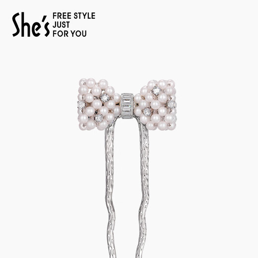 She s Akiko Barbie Overture craft pearl bow hairpin hair comb U-shaped hairpin headdress birthday gift pearl white H0