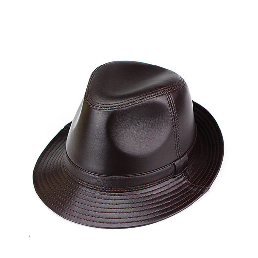 Woodpecker (TUCANO) Spring and Autumn First Layer Genuine Sheepskin Hat Shanghai Beach Men's Top Hat Gentleman Cowboy British Jazz Hat Middle-aged and Elderly Men's Hat Sheepskin Black L(56-57)CM