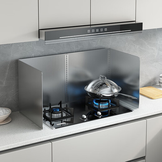 Meikejie kitchen stainless steel oil baffle for cooking, splash-proof range hood, heat insulation, oil-proof oil-proof baffle, gas stove, high temperature resistance, height 30*depth 30, single piece cannot stand