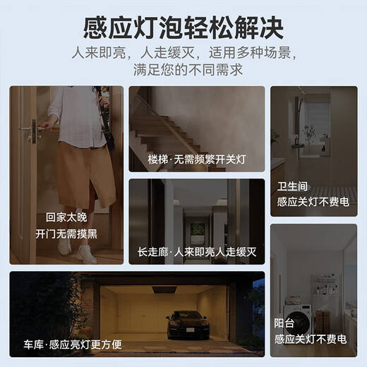 NVC LED light bulb radar induction bulb E27 screw light source property corridor induction bulb 7W positive white light E27