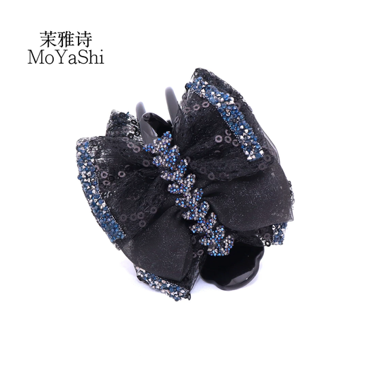 Princess Hepburn Yichen Gentle and elegant wheat ear 8cm meatball clip MY219 new style back of head clip high-end black meatball clip (all-match style)